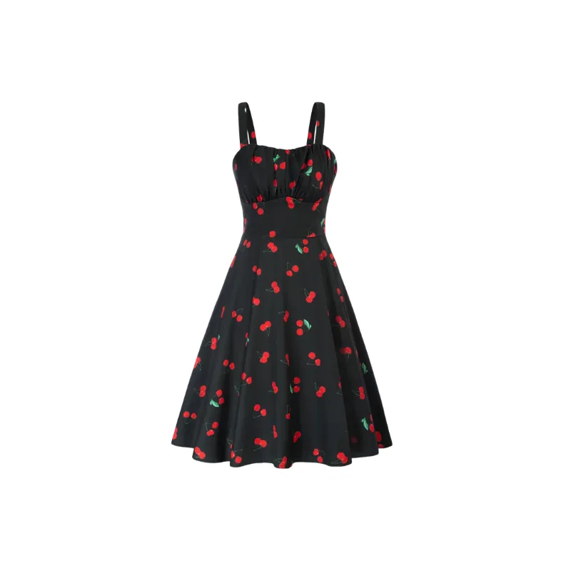 Cute Random Print Cotton Blended Fabric Slip Dress Women-4