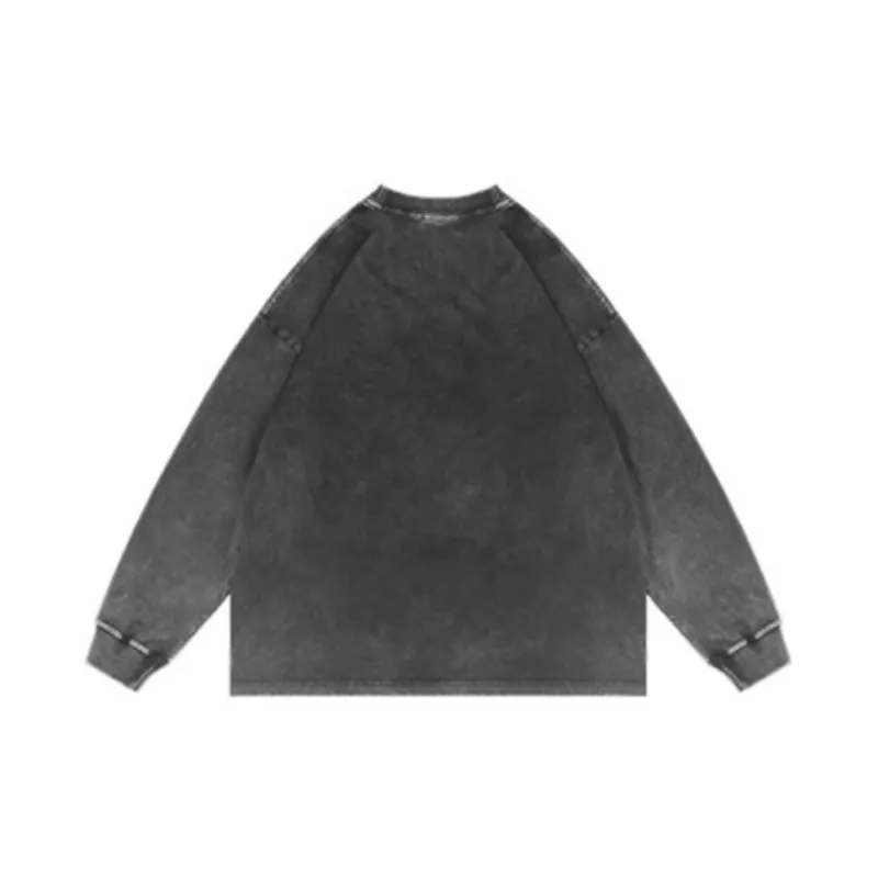 Retro Pattern Old Washed Fashion Brand Long Sleeve Hoodie-1