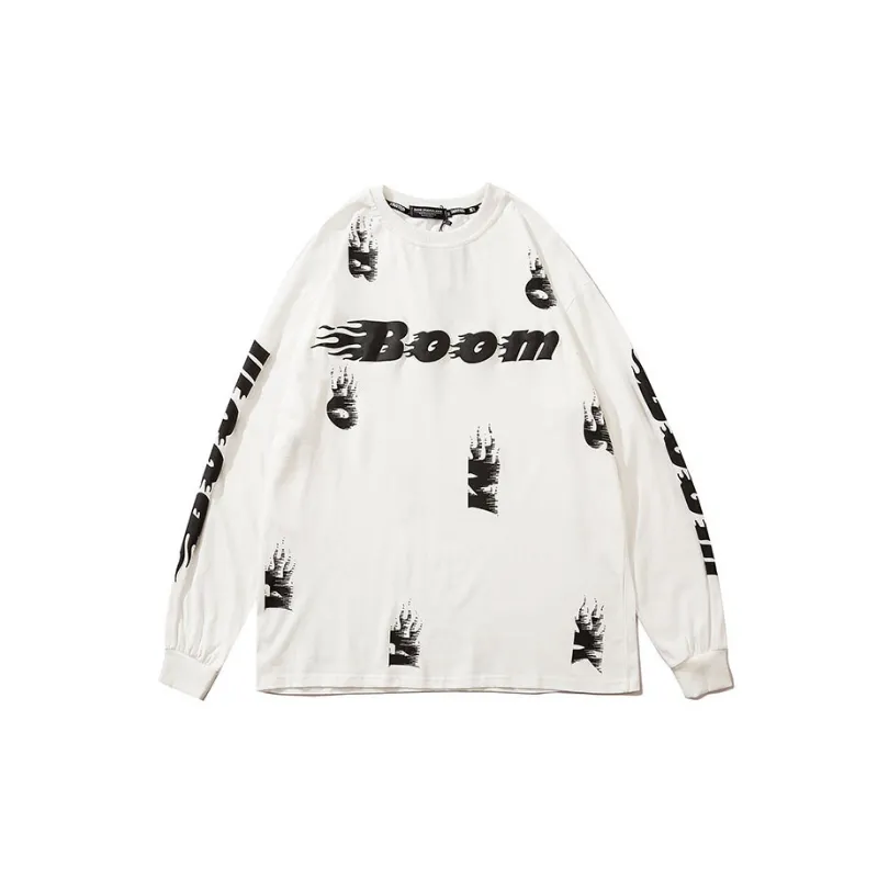 Fashion Loose Straight Long Sleeve T shirt-2