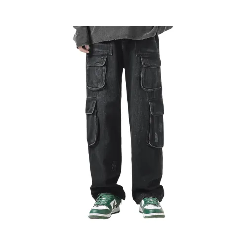 High Street Trendy Multi-Pocket Straight Pants