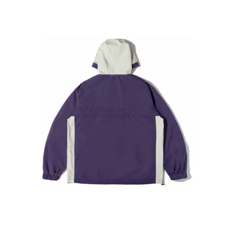Windproof Stitching Contrast Color Hooded Jacket-1