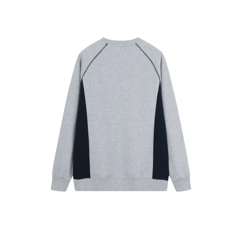 Raglan Sleeve Letter Design Color Splicing and Velvet Crewneck Sweatshirt-1
