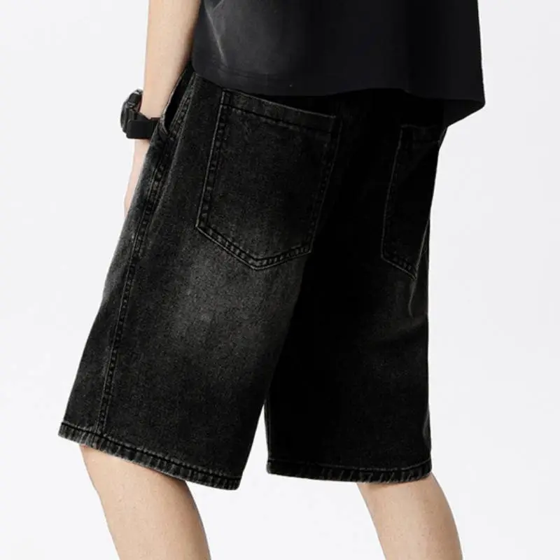 Loose Simple Baggy Denim Shorts Unisex-13