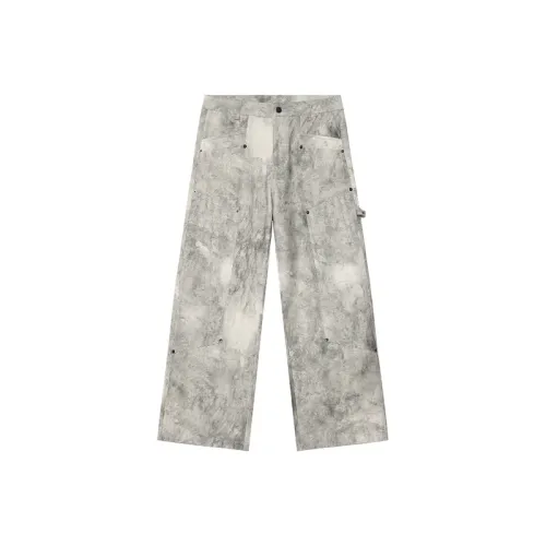 Retro Camouflage Splash Ink Printing Old Loose Casual Trousers