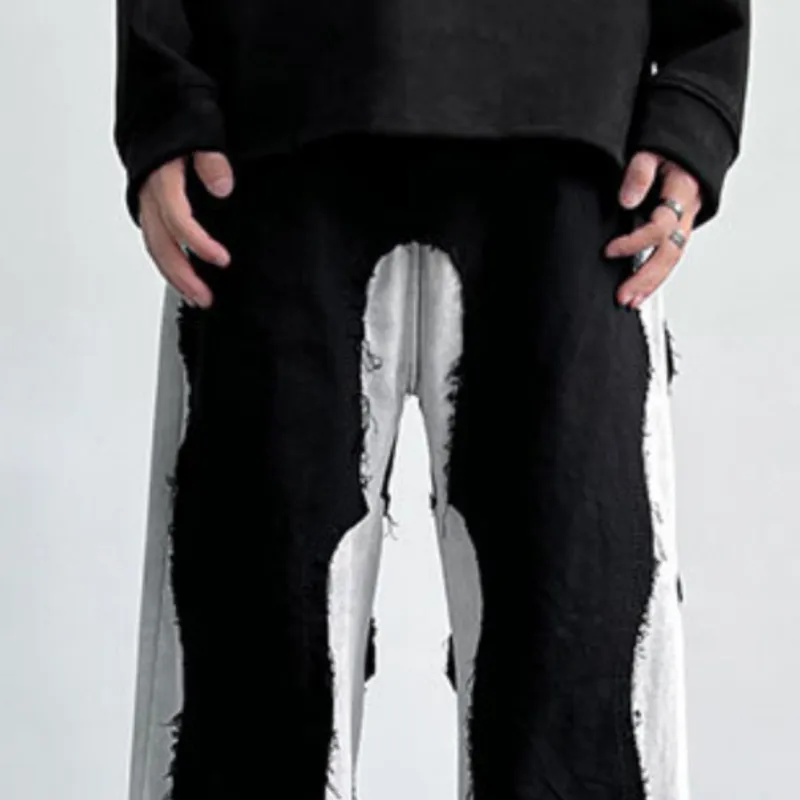 Loose Style Color Matching Jeans-4
