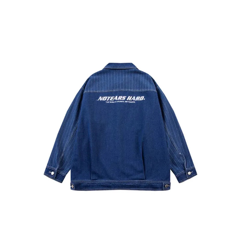 Striped Embroidered Denim Jacket-1