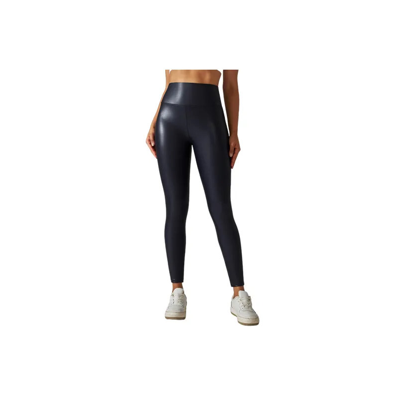 Sexy Plain PU Sports Pants Women-0