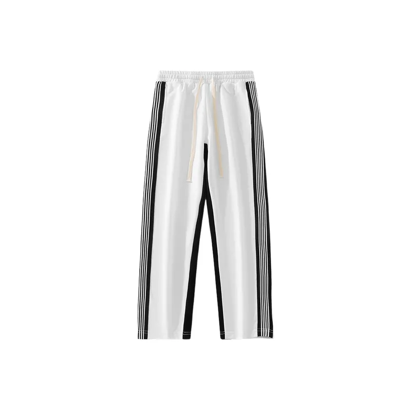 Contrast Color Striped Polyester Casual Pants-0