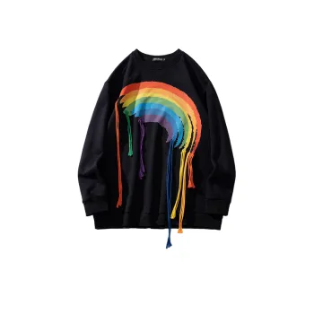 New Campus Style Rainbow Printed Versatile Style Hoodie
