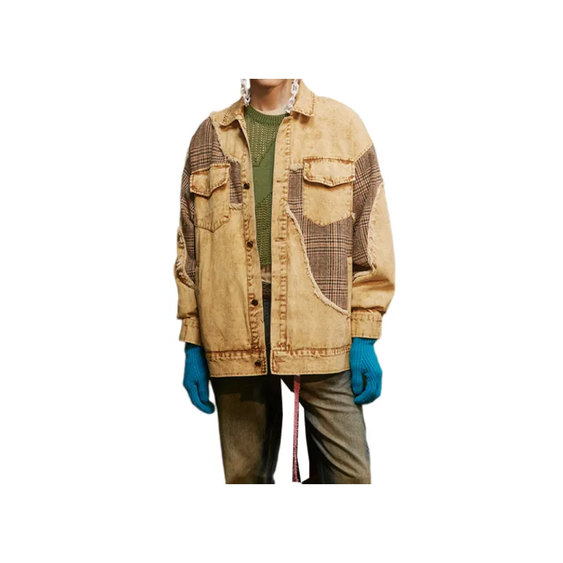 Retro Trendy Plaid Denim Jacket-2
