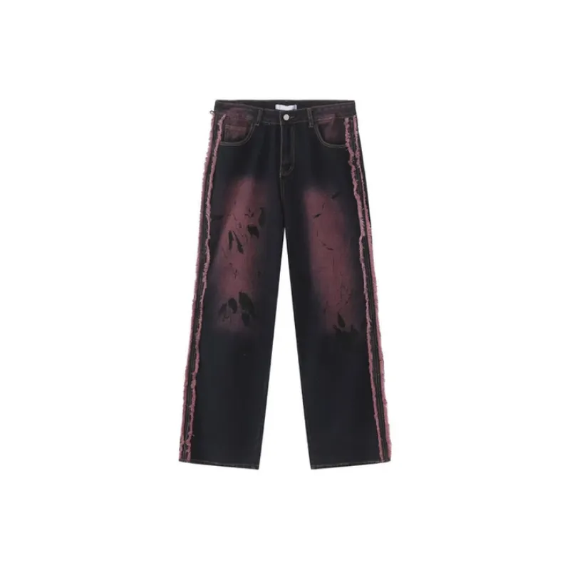 Washed Loose Straight Trendy Brand Straight Pants-0