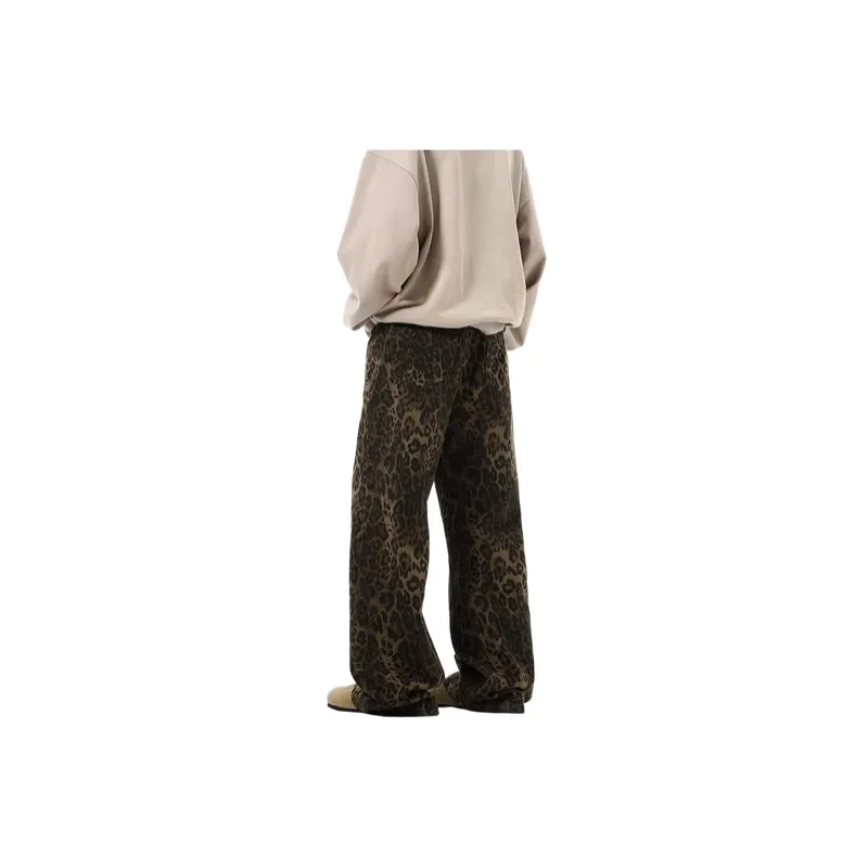Retro Leopard Print Jeans-1