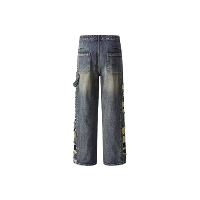 Retro Ripped Straight Leg Jeans-1