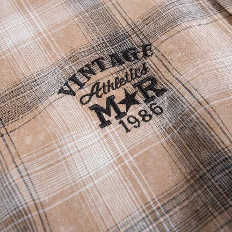 Loose Plaid Cotton Blended Fabric Shirt Unisex-3