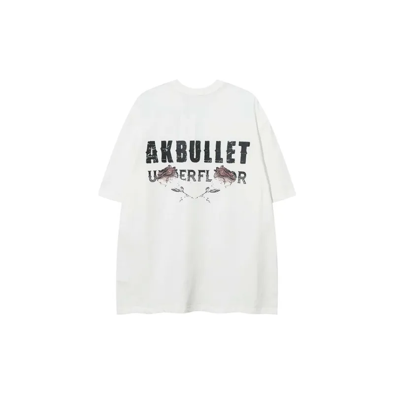 Hip Hop Skull Plant Print Trendy T Shirt-1