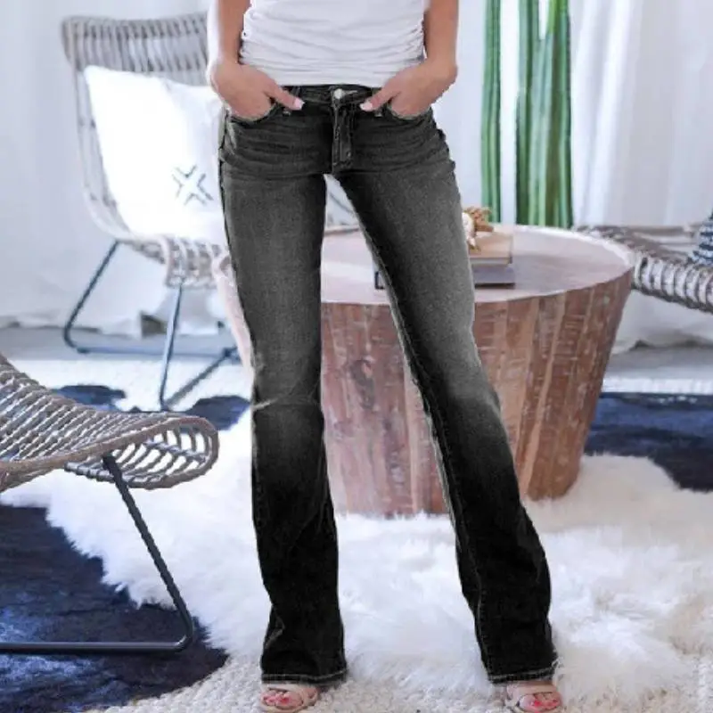 Fashionable Plain Jeans Women-8