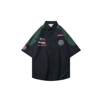 Retro Hiphop Short Sleeved Color Matching Shirt