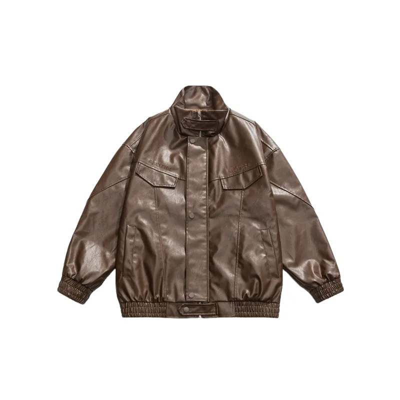 Funky Loose Leather Jacket-0