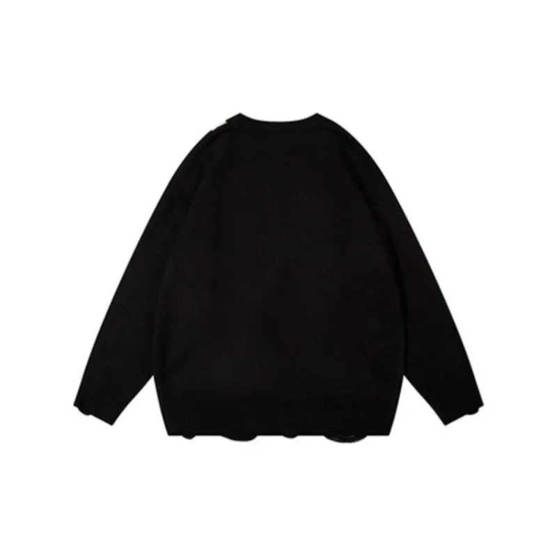 Retro Letter Loose Yarn Sweater-5