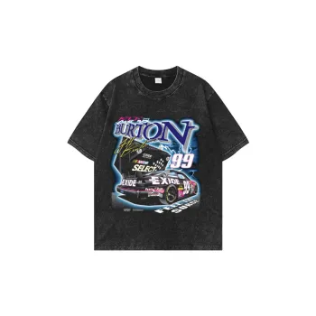 Retro Car Print Summer Short Sleeved T shirt