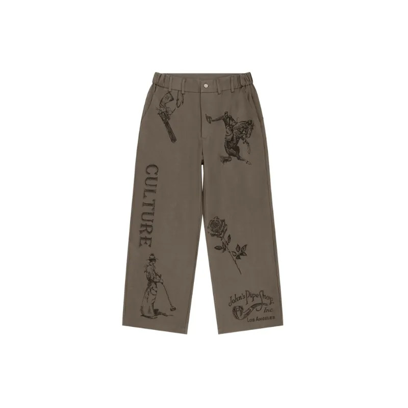 Retro Straight Hand Painted Casual Pants-0