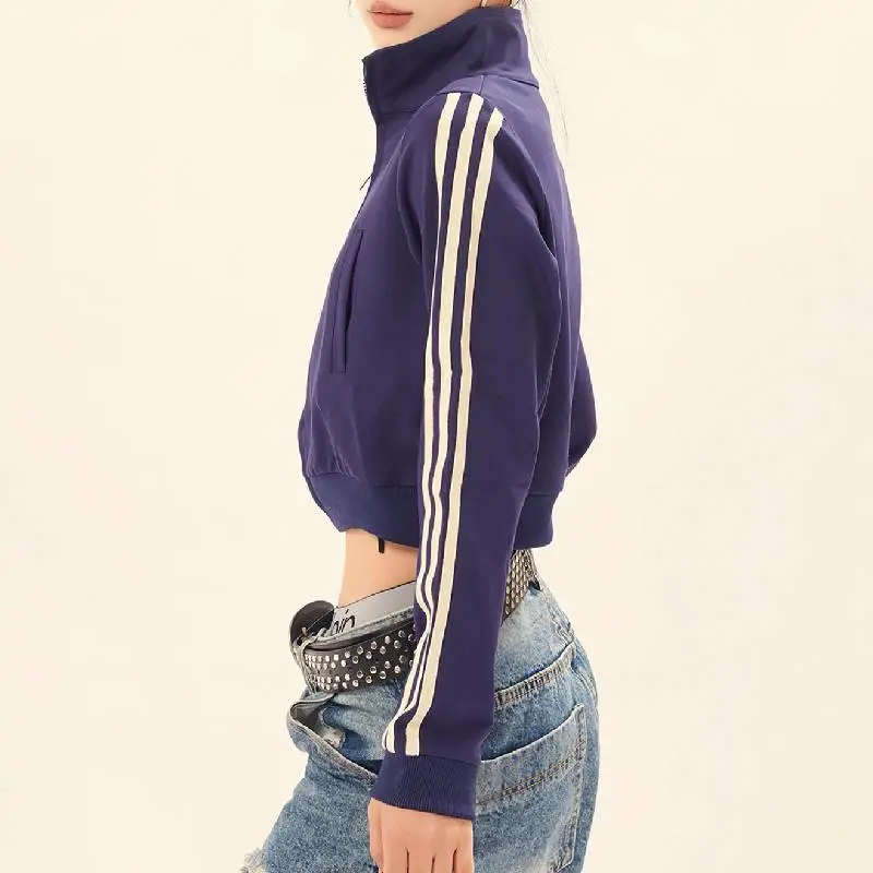 Simple Zipper Sweatshirt Women-7