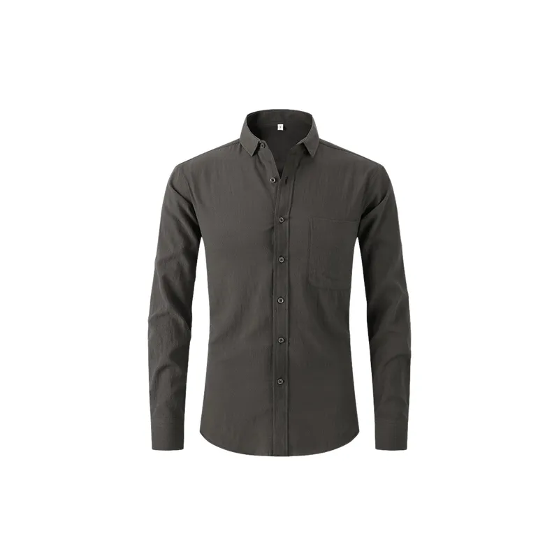 Casual Plain Cotton Blended Fabric Shirt-2