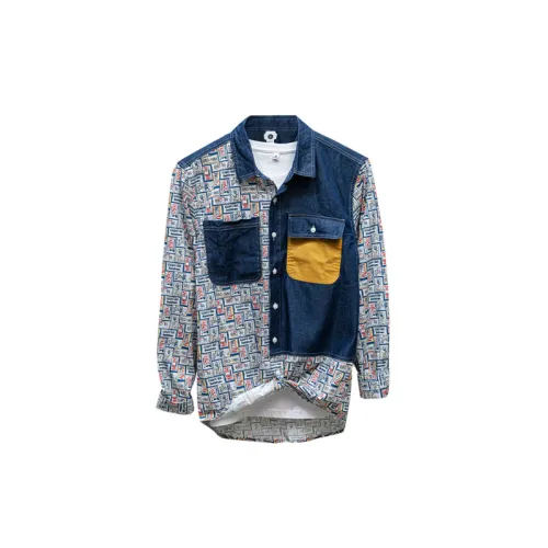 Colorblock Pocket Denim Shirt Jacket