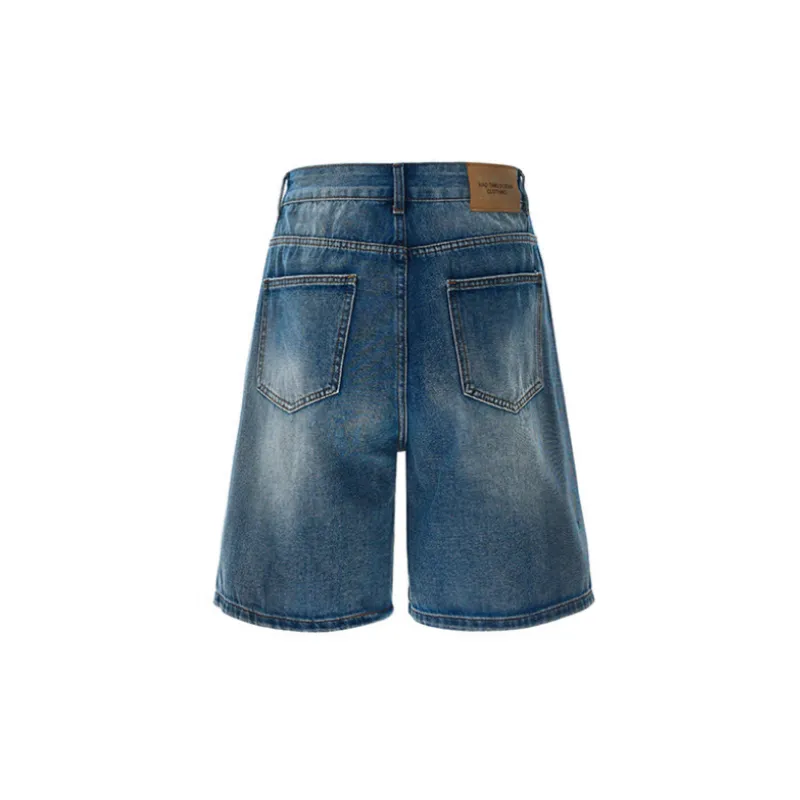Retro Washed Denim Shorts-5