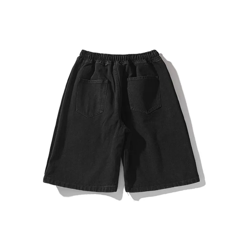 Large Size Denim Button Shorts-3