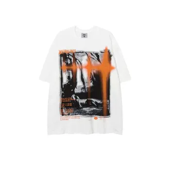 Dark Dot Pull Slurry Printing Short Sleeved T Shirt