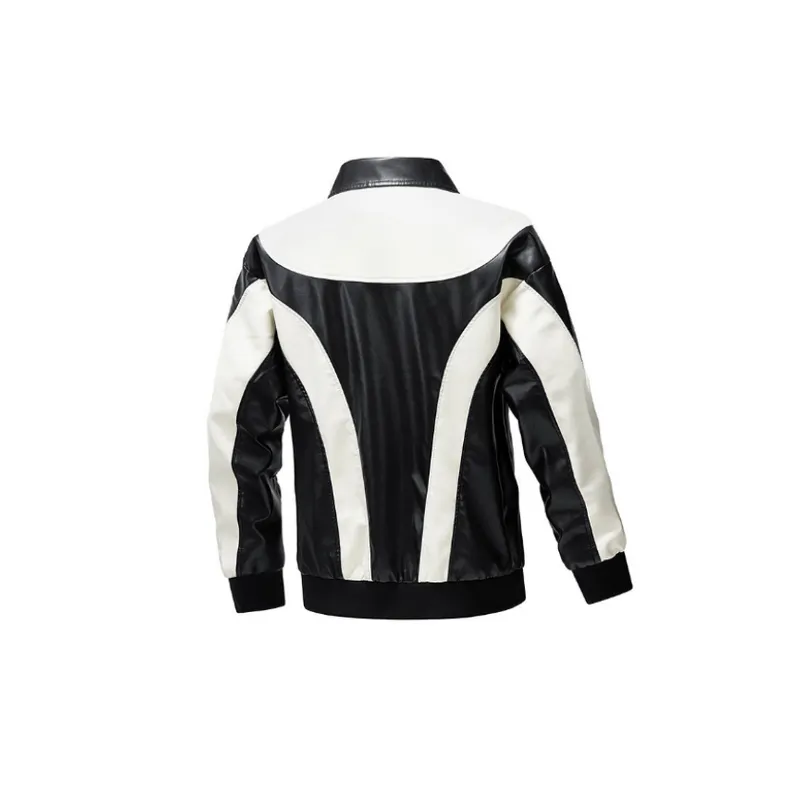 Fashionable Simple Leather Jacket-1