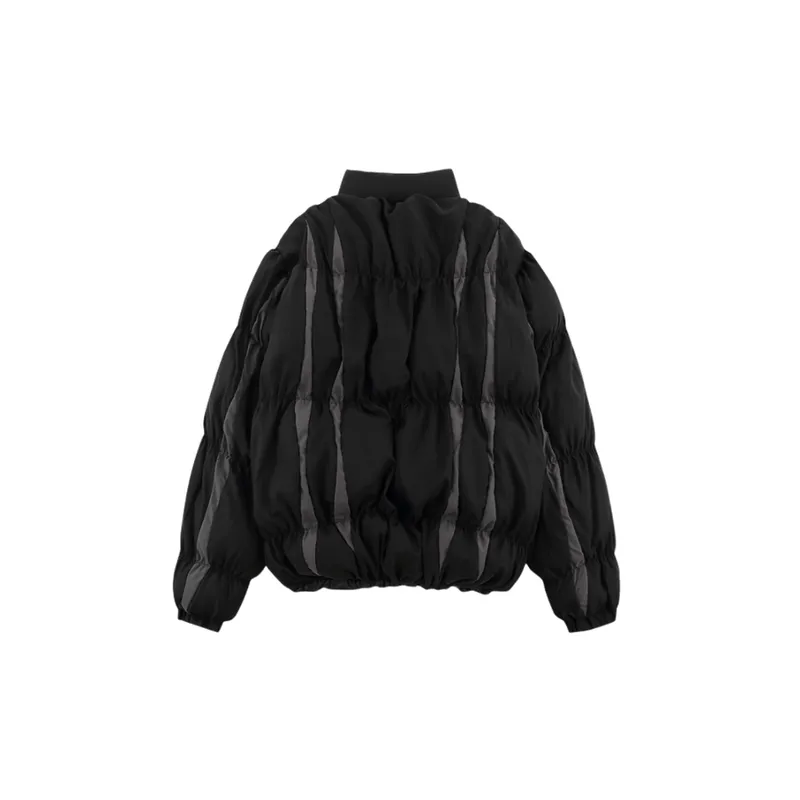 Contrast Color Stitching Collar Cotton Coat-1