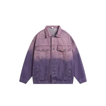 Tie dye Gradient Lapel Casual Oversize Denim Jacket