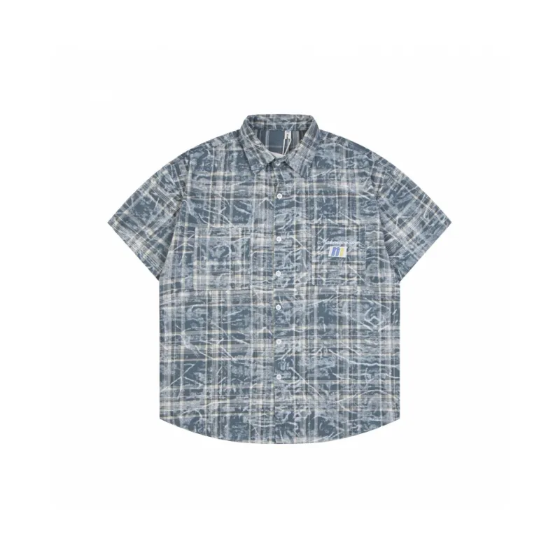 Retro Plaid Denim Shirt-0