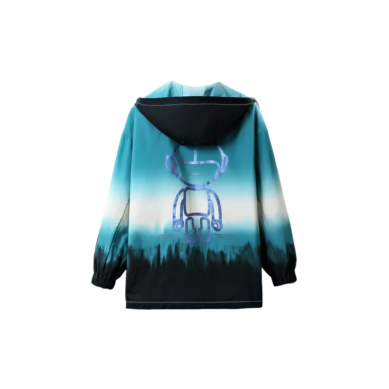 Cross border Color matching Loose Cardigan Hooded Jacket Coat-3
