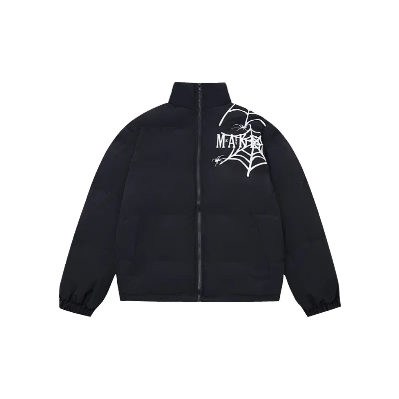 Hip hop Street Personality Spider Embroidery Cotton Coat