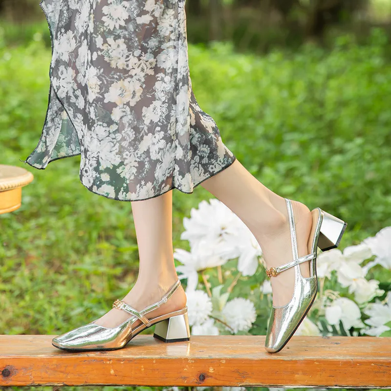 Simple Metal Mary Jane Shoes-4