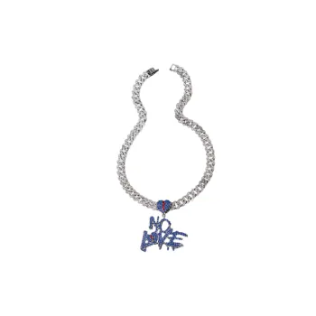 Heart Cracked Letter Pendant Necklace