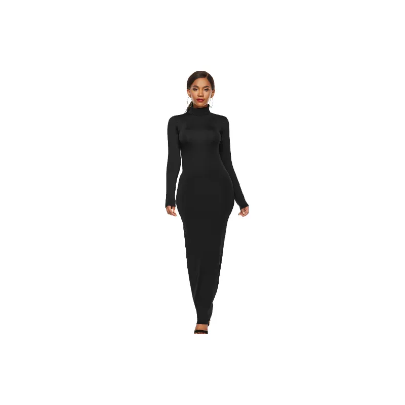 Fashionable Plain Polyester Spandex Dress Women-4