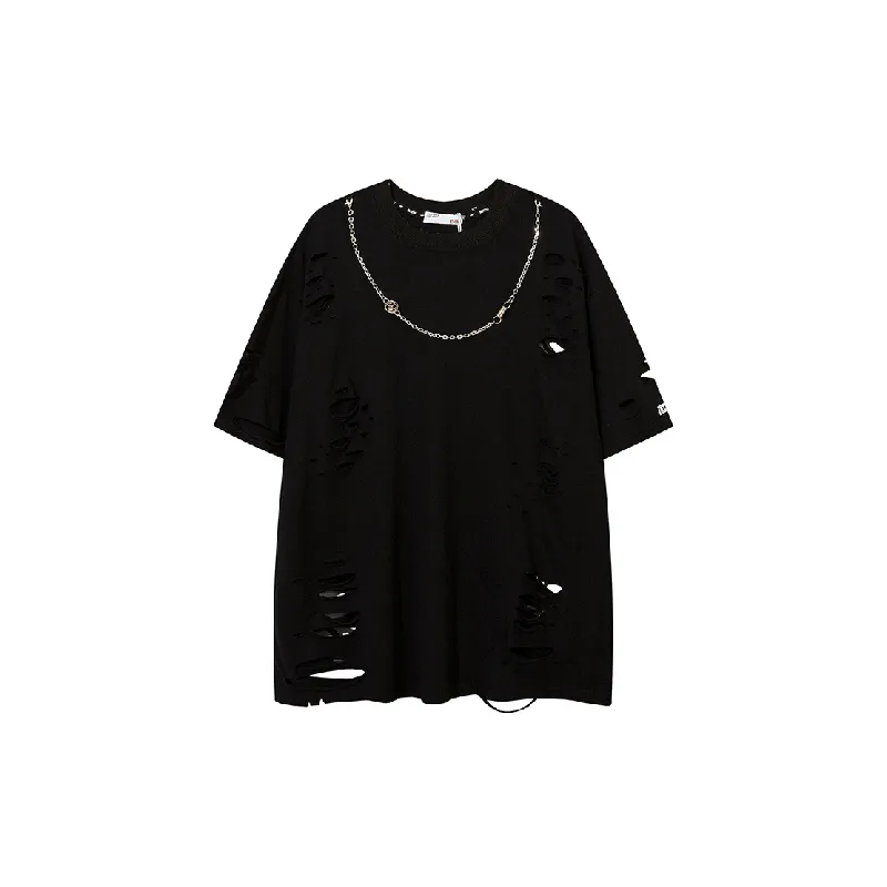Street Ripped Cotton T Shirt-0