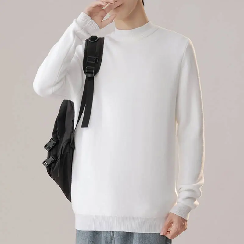 Casual Plain Cotton Blended Fabric Sweater-3