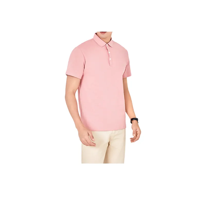 Short sleeved Embroidered Cotton Lapel T shirt-10