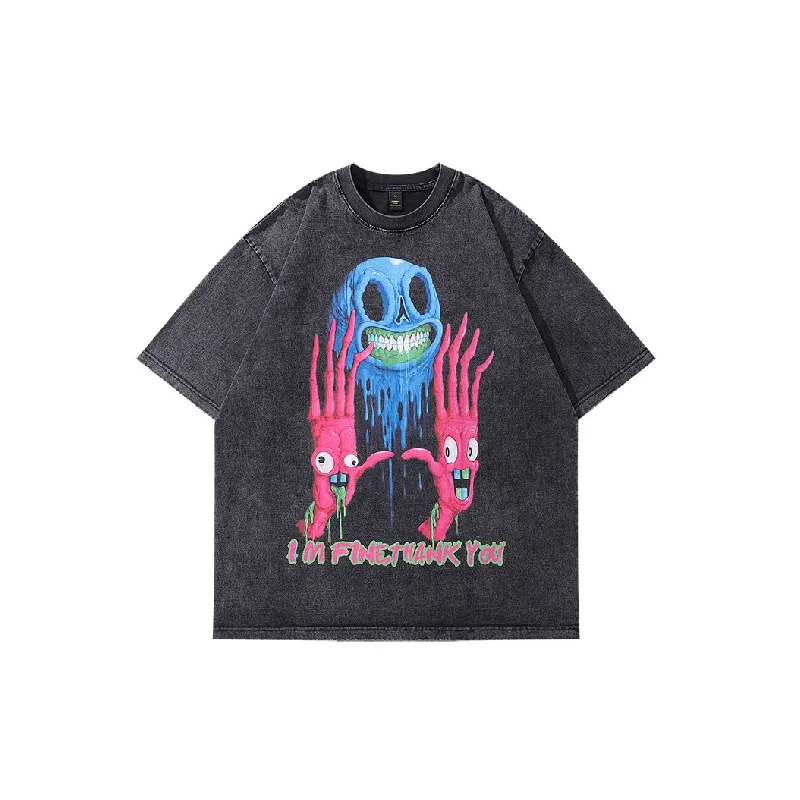 Retro Distress 100% Cotton T Shirt-0