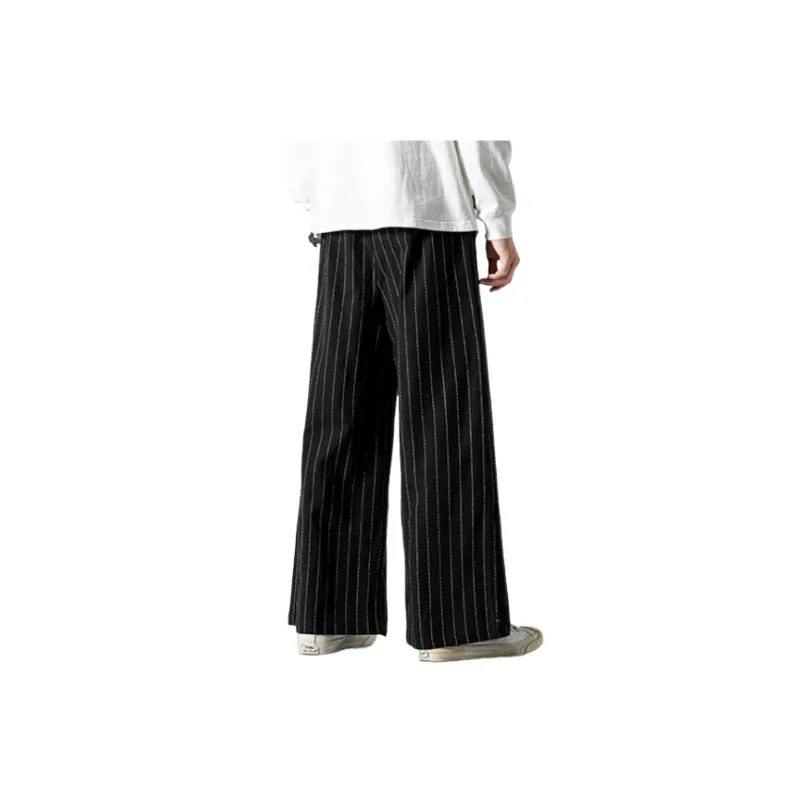 Loose Striped Cotton Casual Pants-1