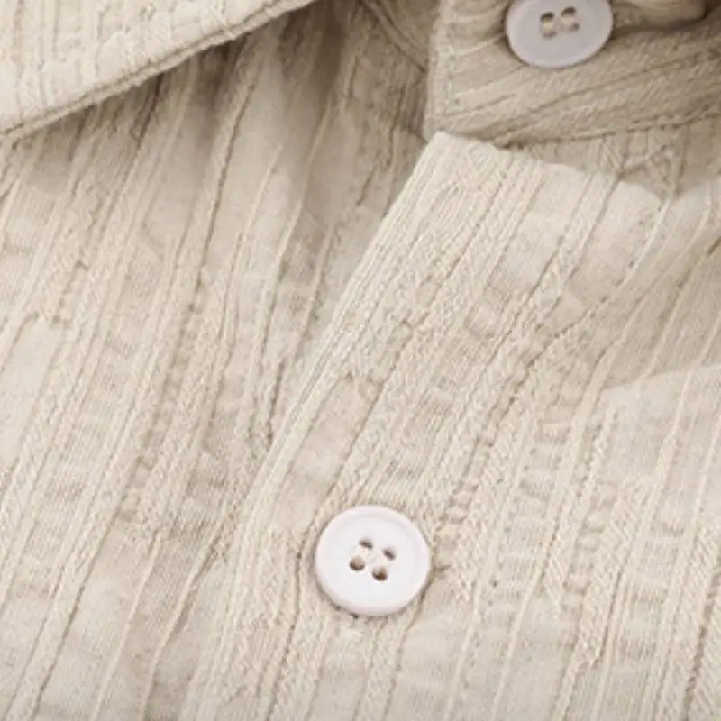 Retro Plicated Blended Synthetic Fabrics Shirt-4