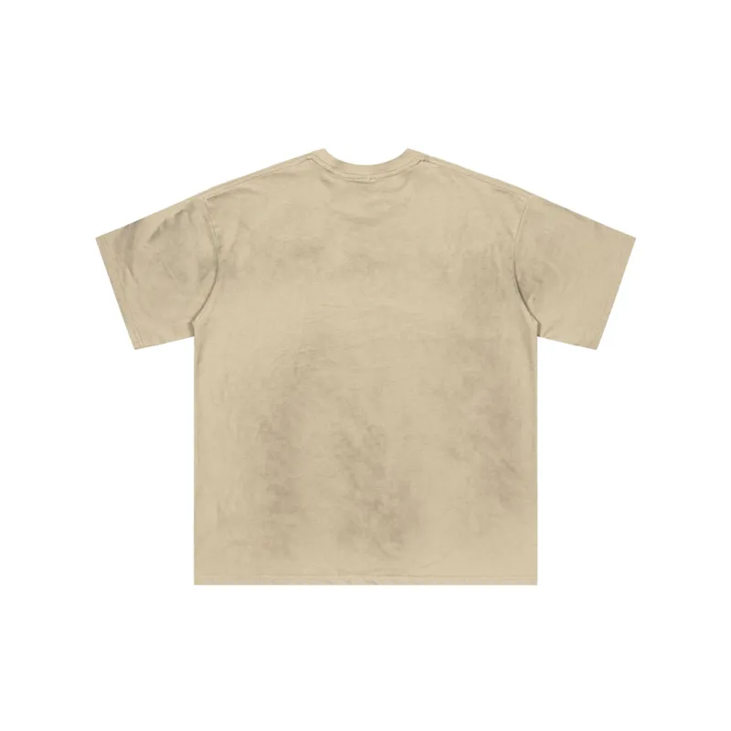 Retro Dirty Letters Printed Short Sleeved T Shirt-1