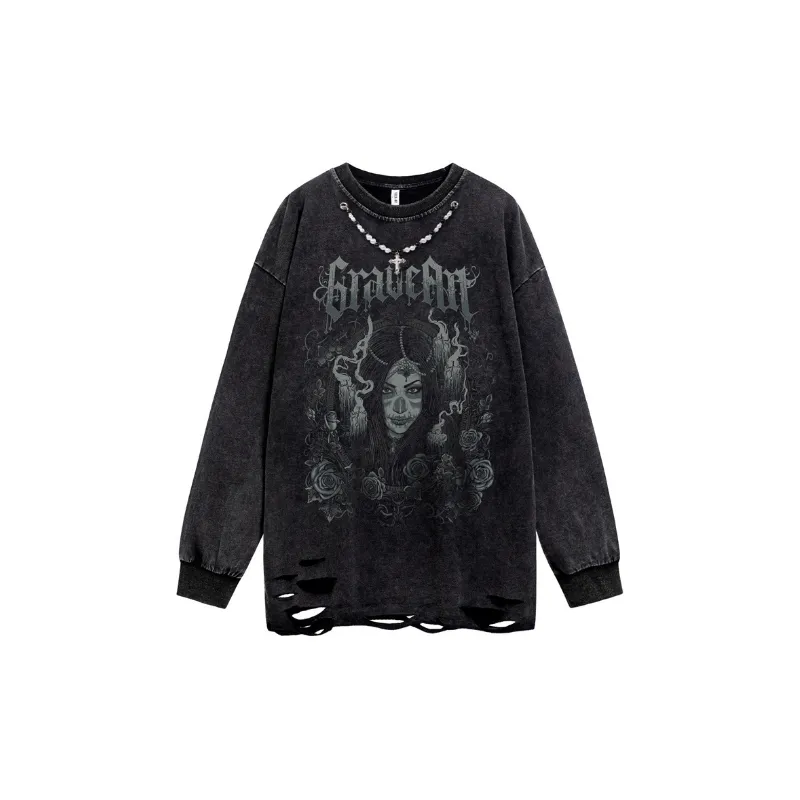 New Arrival Hip Hop Devil Printed Blast Loose Hoodie