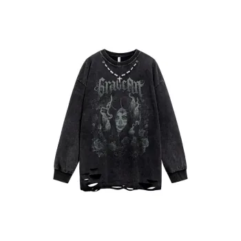 New Arrival Hip Hop Devil Printed Blast Loose Hoodie