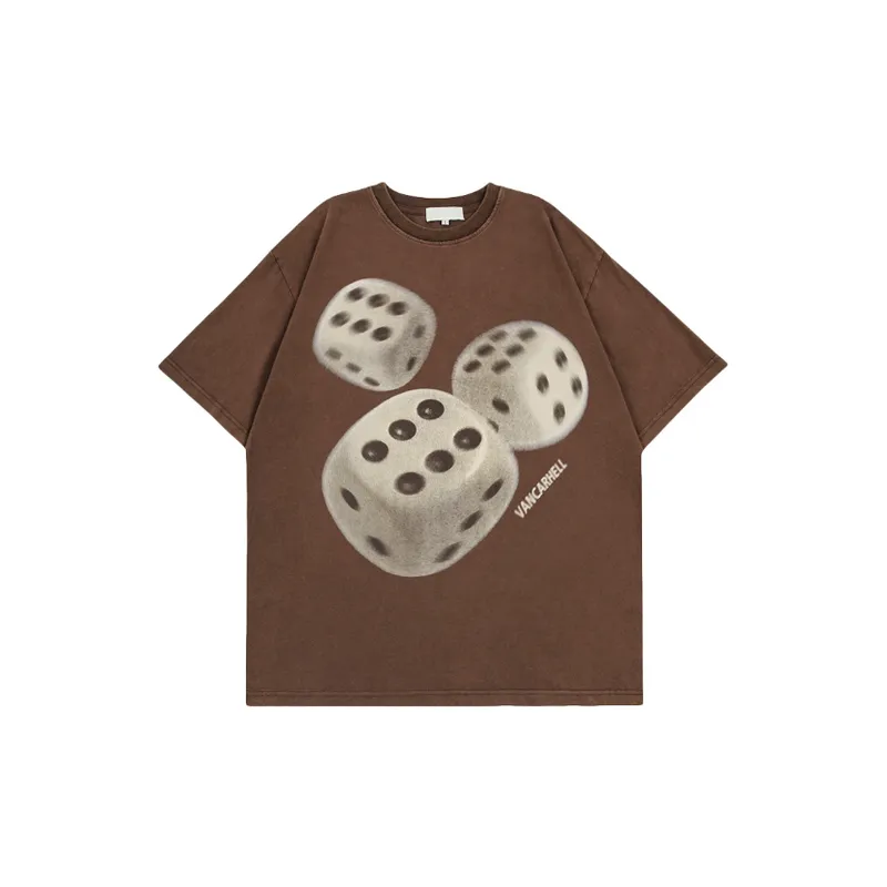 American Street Design Sense Dice Loose Short Sleeved T Shirt swag OOTD-0